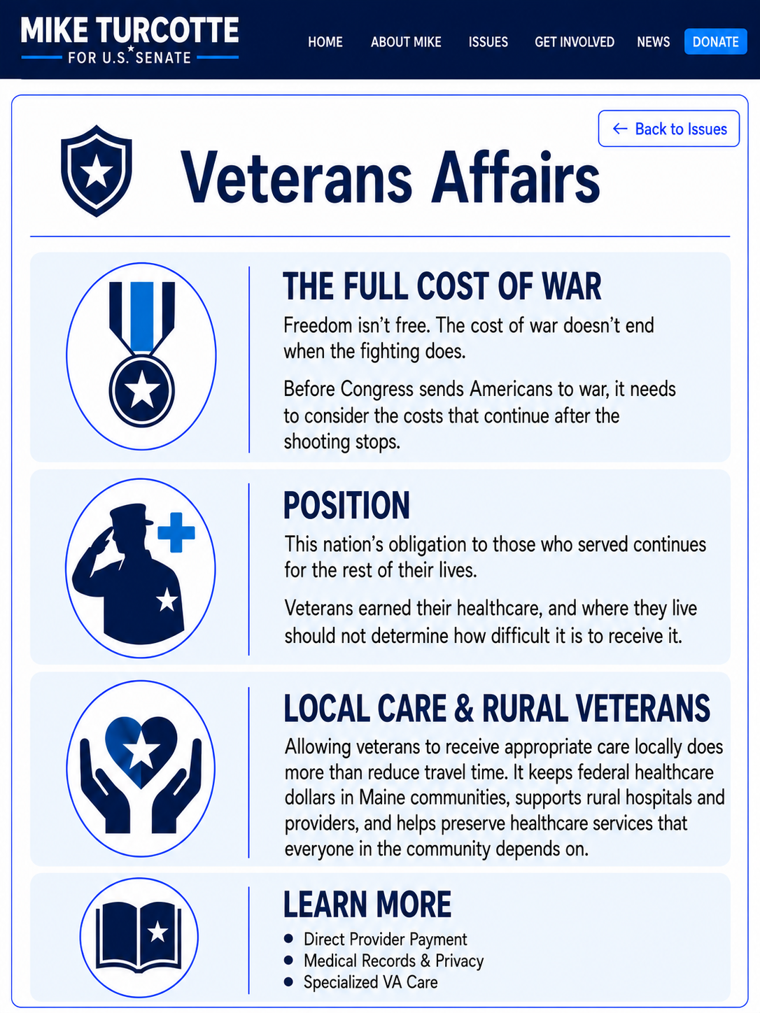 Veterans Affairs campaign page